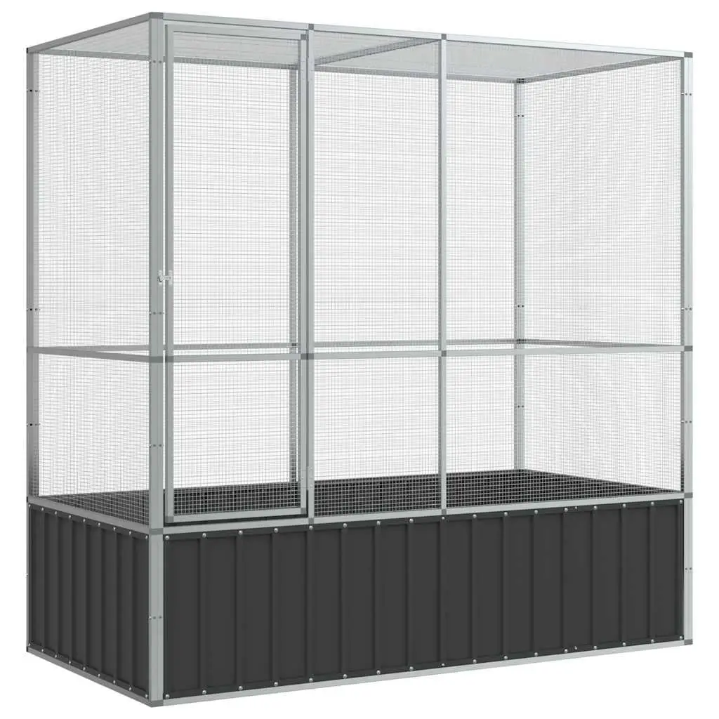 Bird Aviary Cage Large Outdoor Indoor Silver Steel Mesh