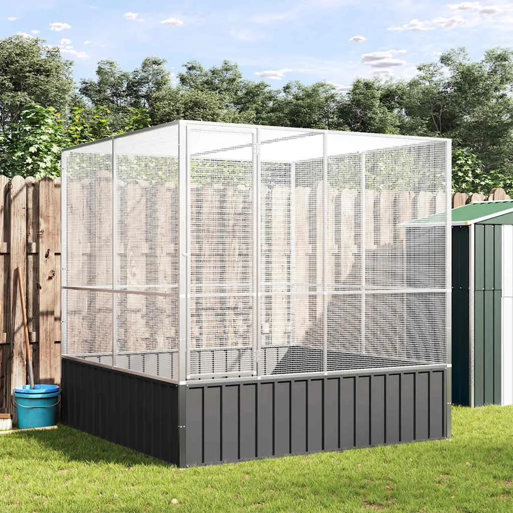 Bird Aviary Large Steel Cage Outdoor Indoor 211x207x212cm Silver