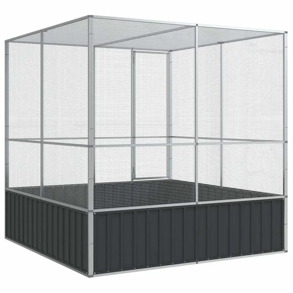 Bird Aviary Large Steel Cage Outdoor Indoor 211x207x212cm Silver