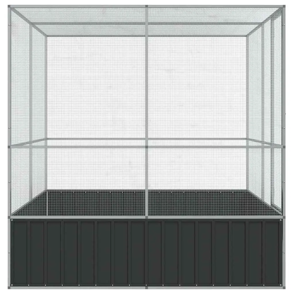 Bird Aviary Large Steel Cage Outdoor Indoor 211x207x212cm Silver