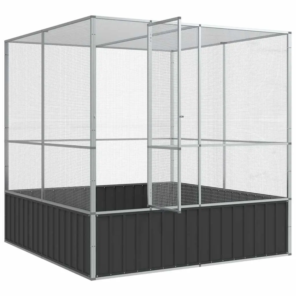 Bird Aviary Large Steel Cage Outdoor Indoor 211x207x212cm Silver