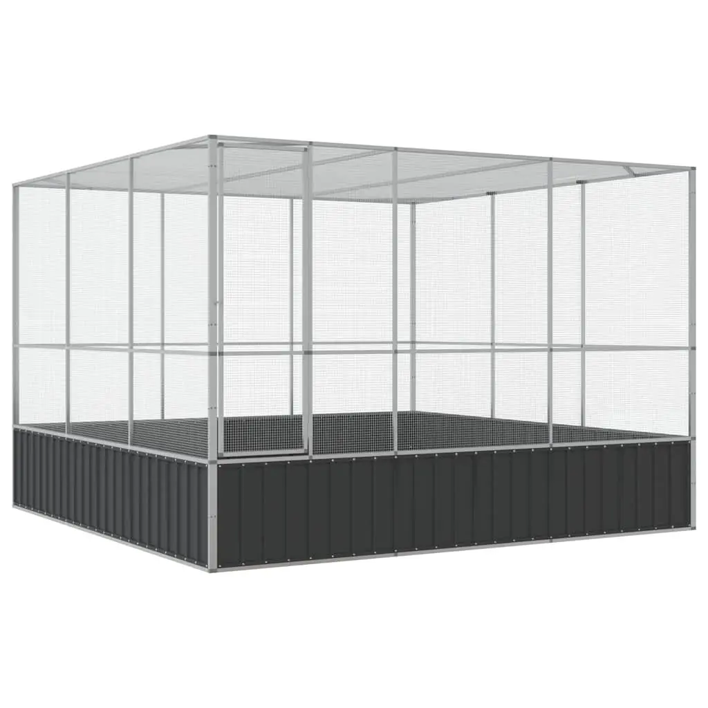 Bird Cage Aviary Outdoor Large Steel Mesh 311x307x212cm Galvanised Silver