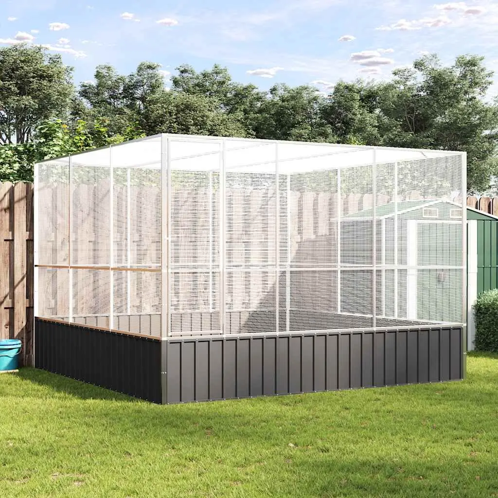 Bird Cage Aviary Outdoor Large Steel Mesh 311x307x212cm Galvanised Silver