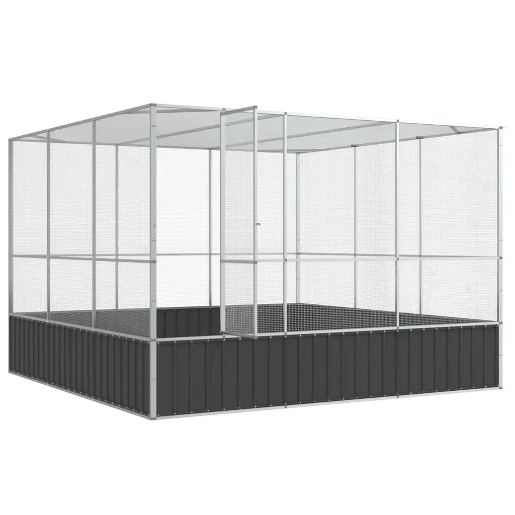 Bird Cage Aviary Outdoor Large Steel Mesh 311x307x212cm Galvanised Silver