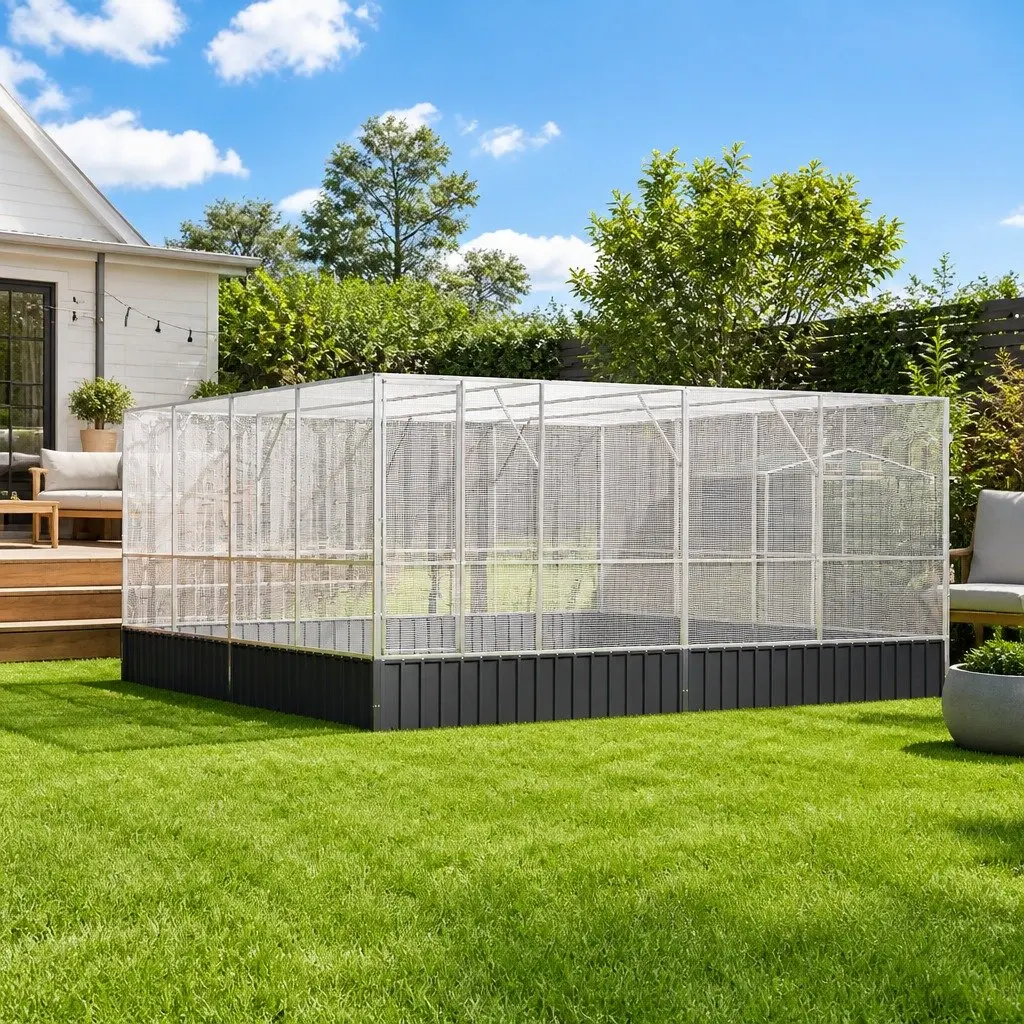 Large Bird Aviary Steel Mesh Enclosure 418x414x212cm Galvanised