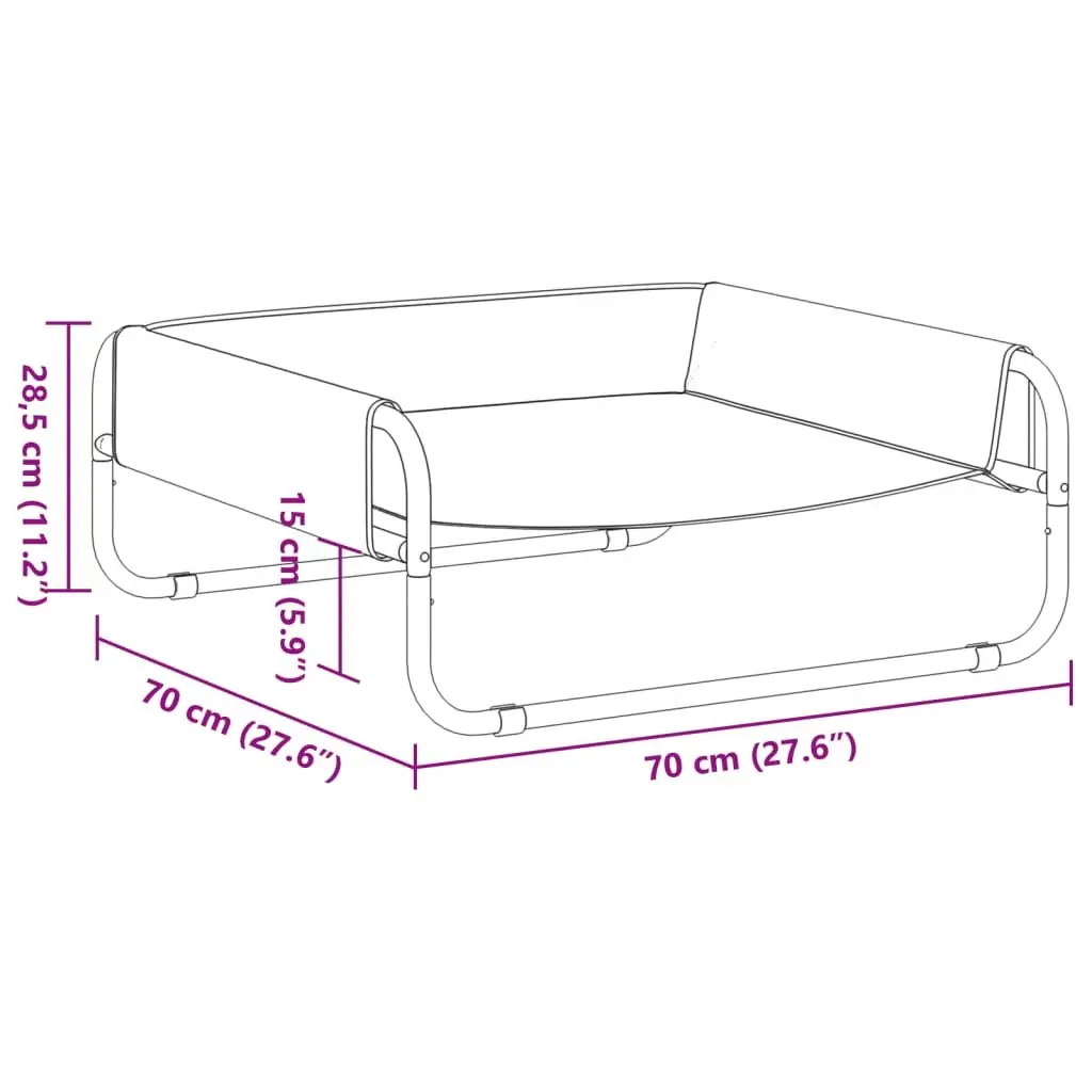 Elevated Dog Bed Anthracite Oxford Fabric Steel Frame Indoor Outdoor Pet Cot