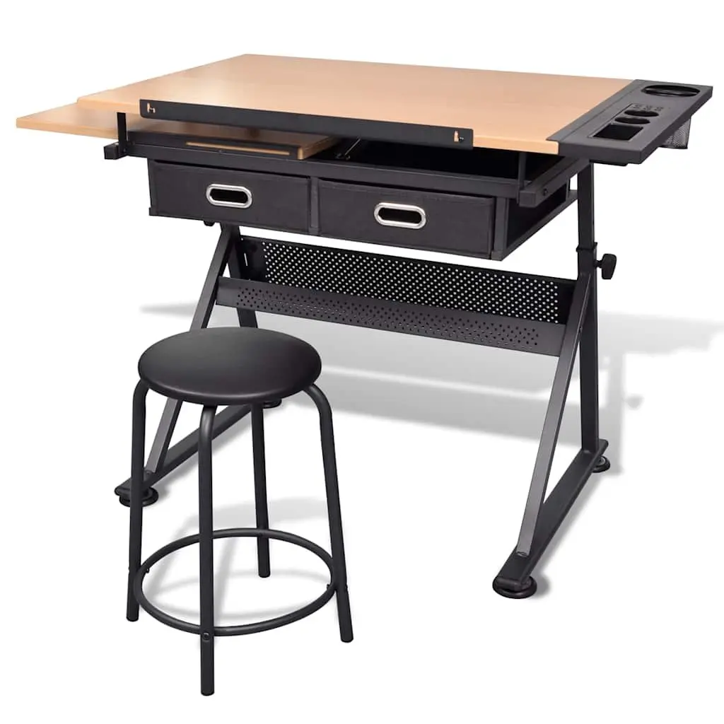 Art Drafting Table Tiltable Tabletop Adjustable Height Drawing Workspace with