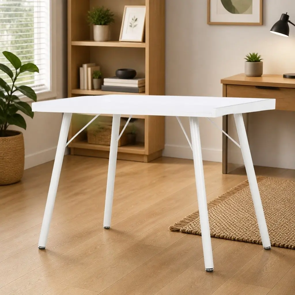 Desk White Compact Workstation 90x50x79 cm Home Office Study Writing Table