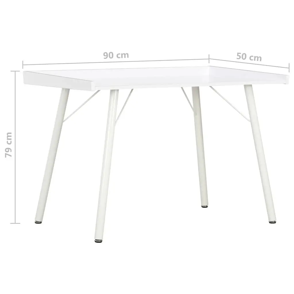 Desk White Compact Workstation 90x50x79 cm Home Office Study Writing Table