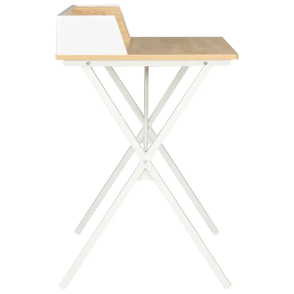 Office Desk Study Workstation 80 x 50 x 84 cm White Natural Wood