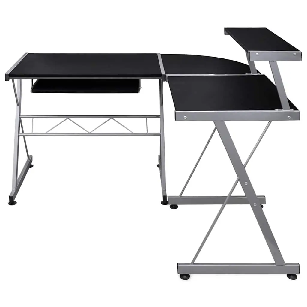 L-Shaped Desk with Sliding Keyboard Tray