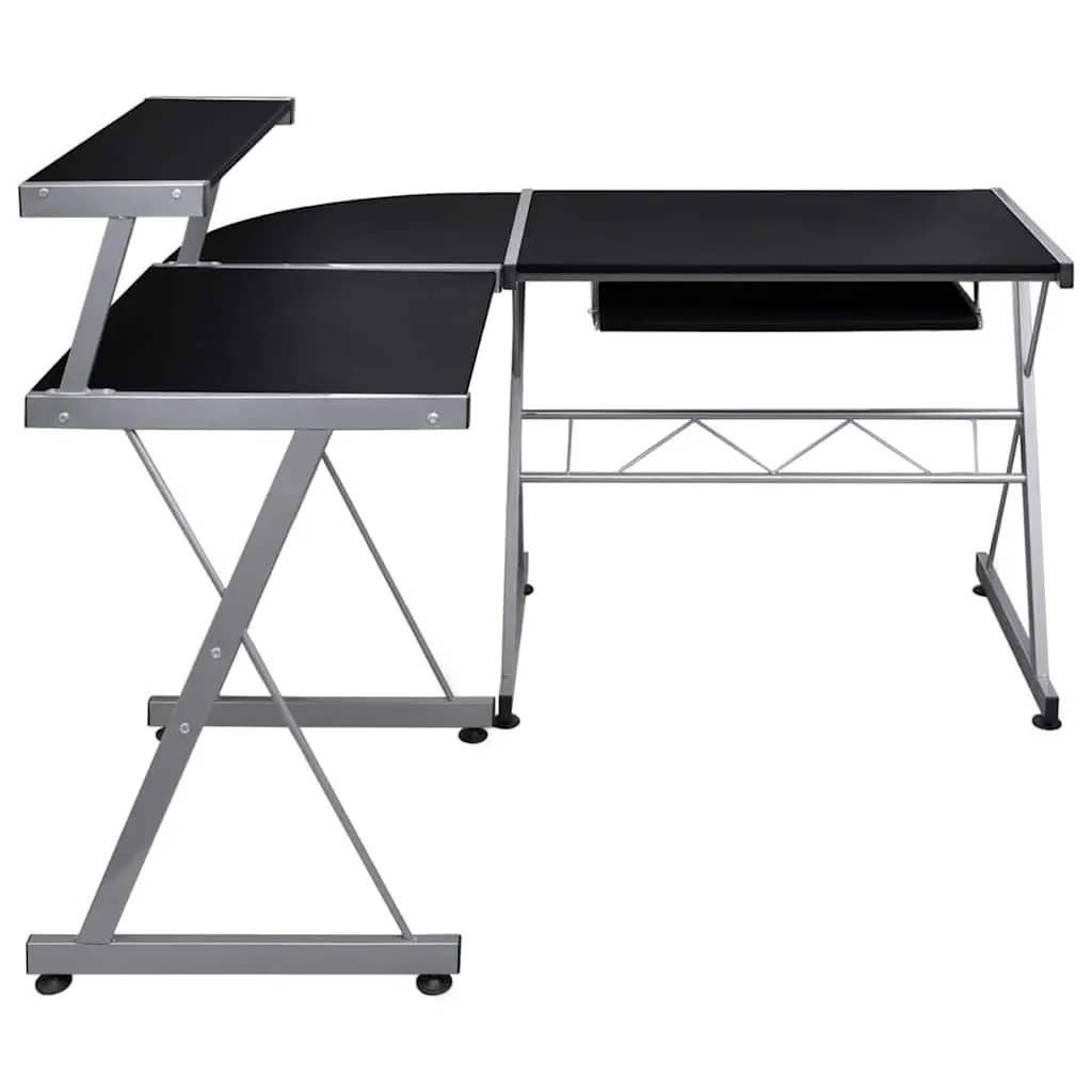 L-Shaped Desk with Sliding Keyboard Tray