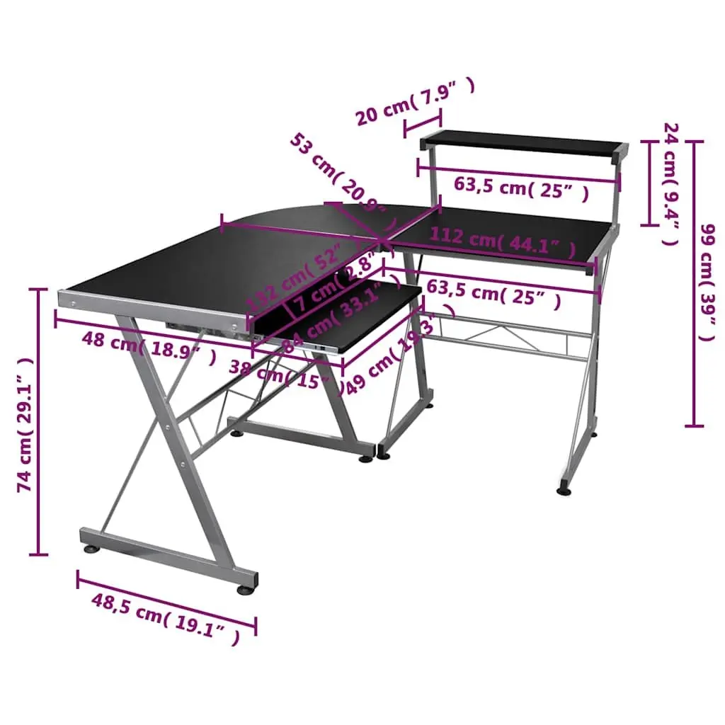 L-Shaped Desk with Sliding Keyboard Tray