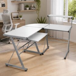 Corner Computer Desk L-Shaped Study Workstation White Office Furniture