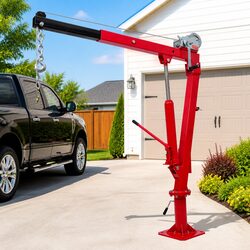 Truck Pickup Crane with Manual Winch Cable Chain Hooks Swivel Head Load Lift