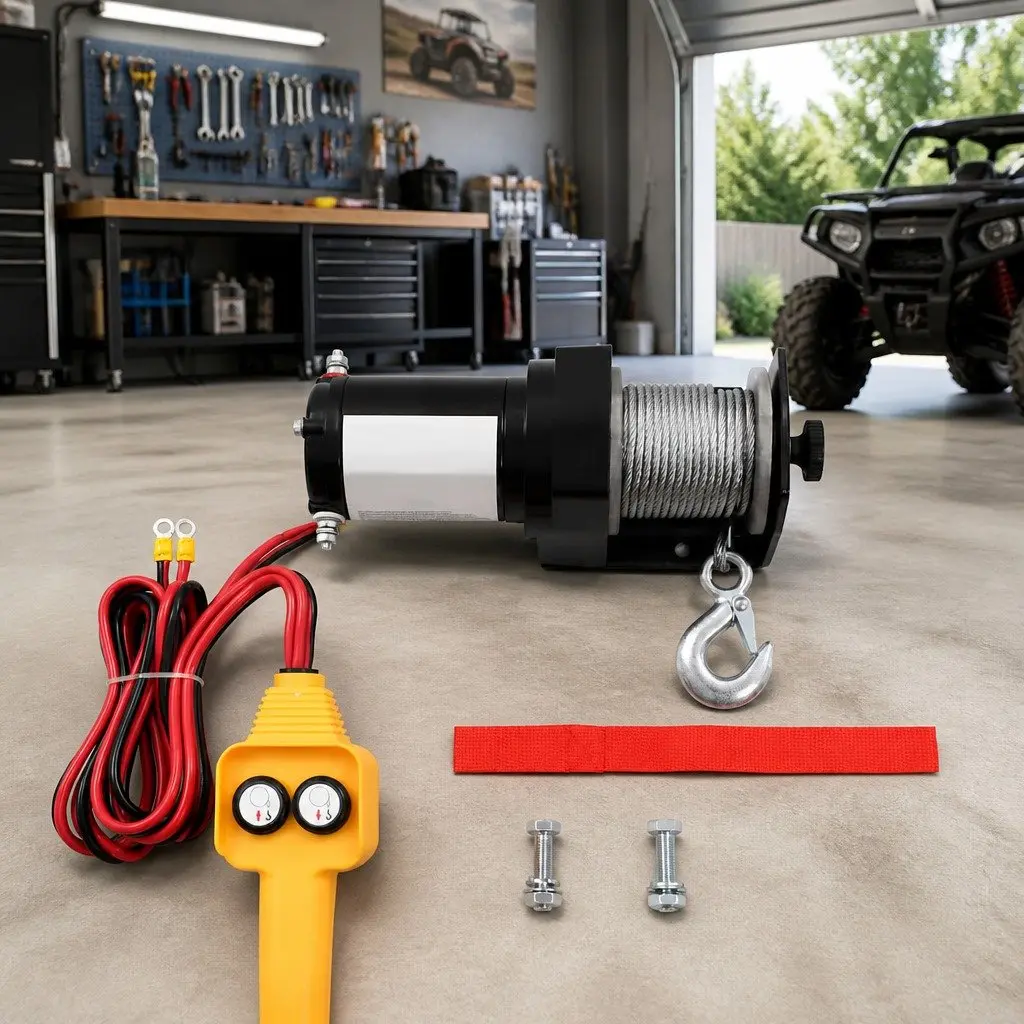 Electric Winch 12V Vehicle Recovery 907kg Wire Rope Remote Control