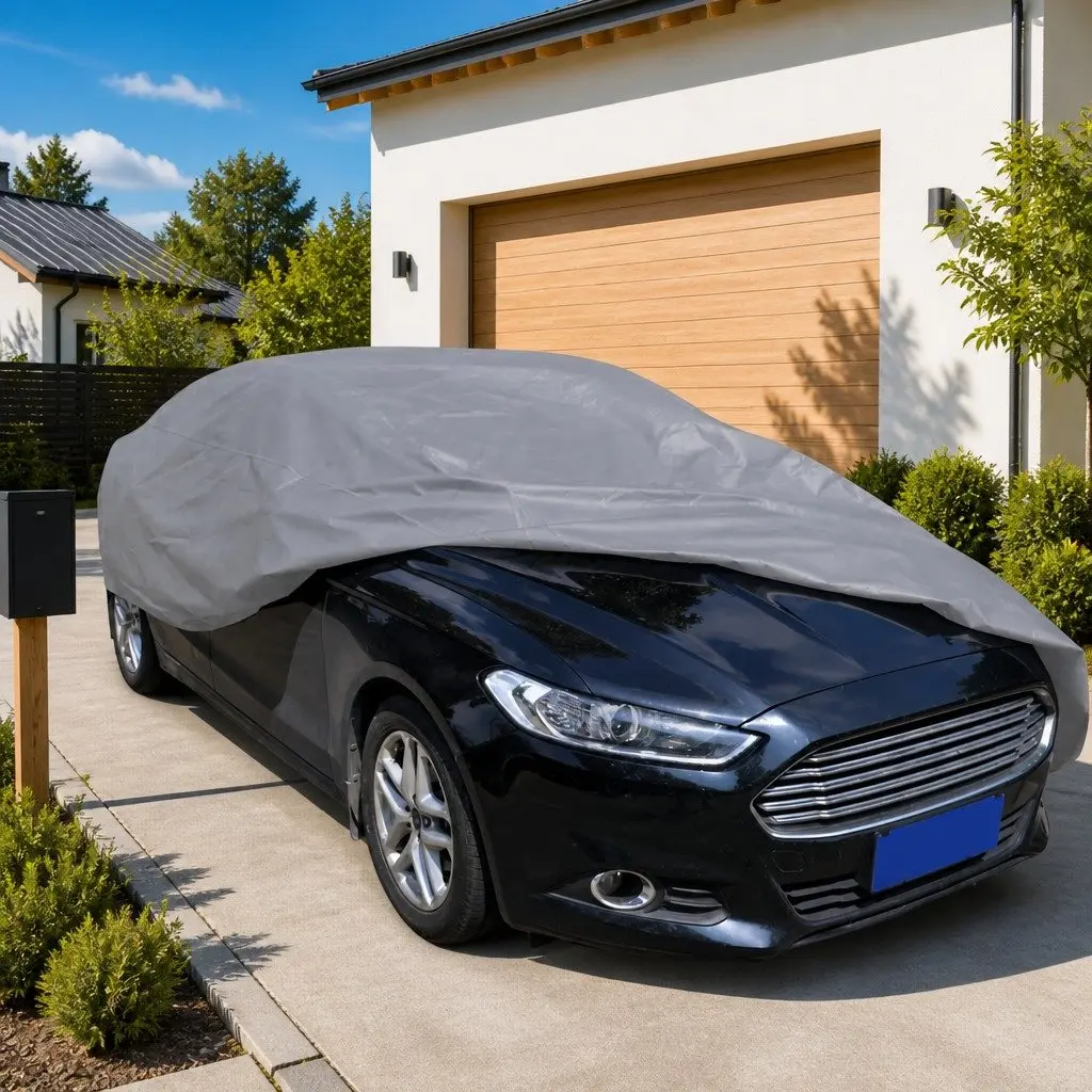Car Cover Protective Dust Shield XL Size Grey Nonwoven Fabric for Sedan
