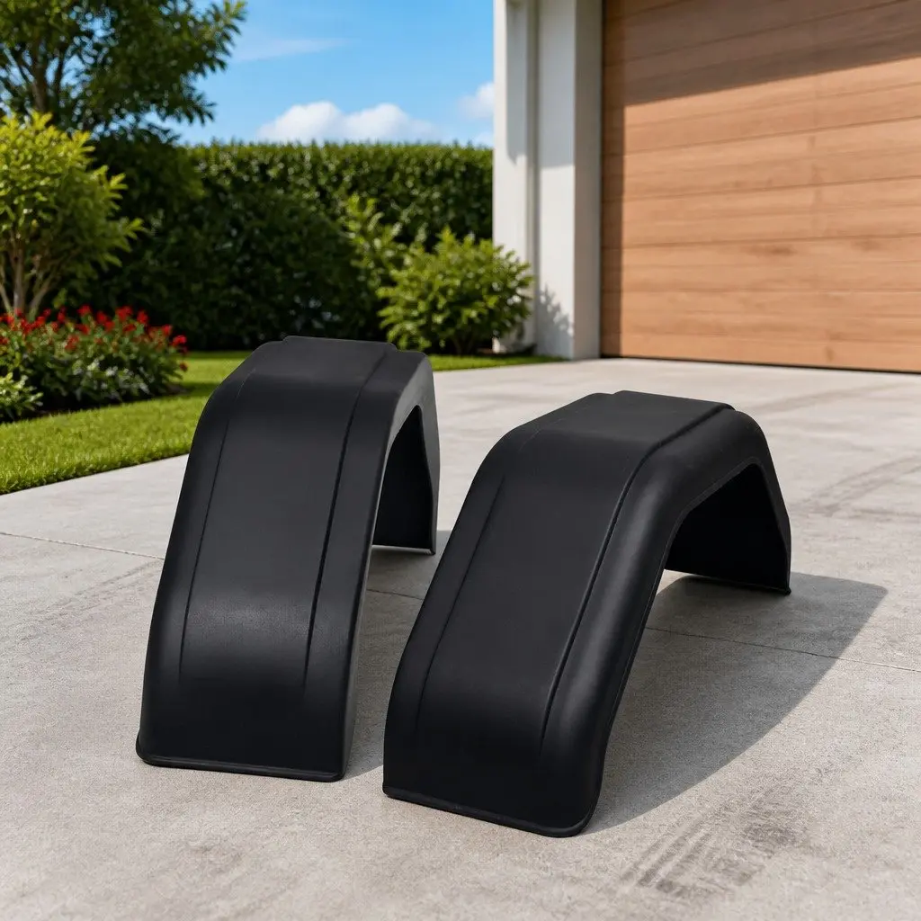 Mudguard Set for Trailer Wheels 200 x 680 mm in Black