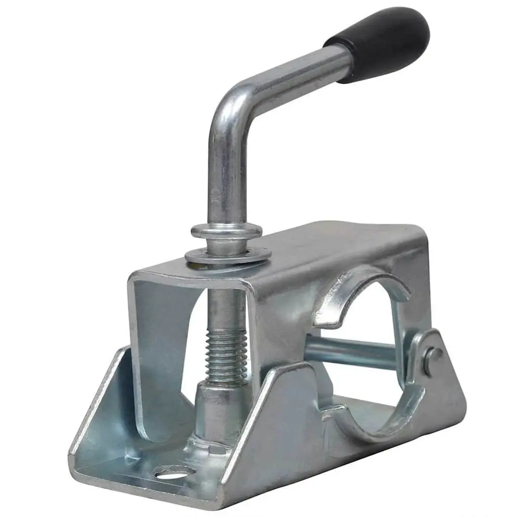 Jockey Wheel Trailer Coupling Silver 48mm 200mm Wheel Adjustable Height 53cm to 75cm Galvanised Steel