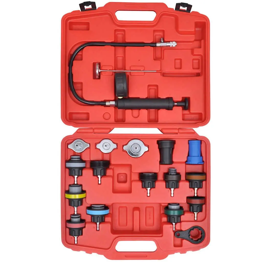 Radiator Pressure Tester Kit Cooling System Leak Detection Tool 18 Piece Multicolour