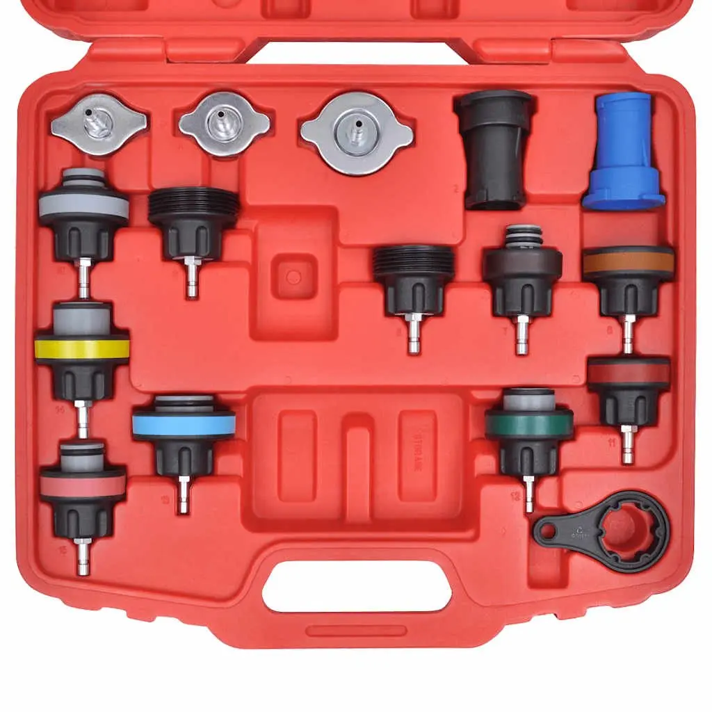 Radiator Pressure Tester Kit Cooling System Leak Detection Tool 18 Piece Multicolour