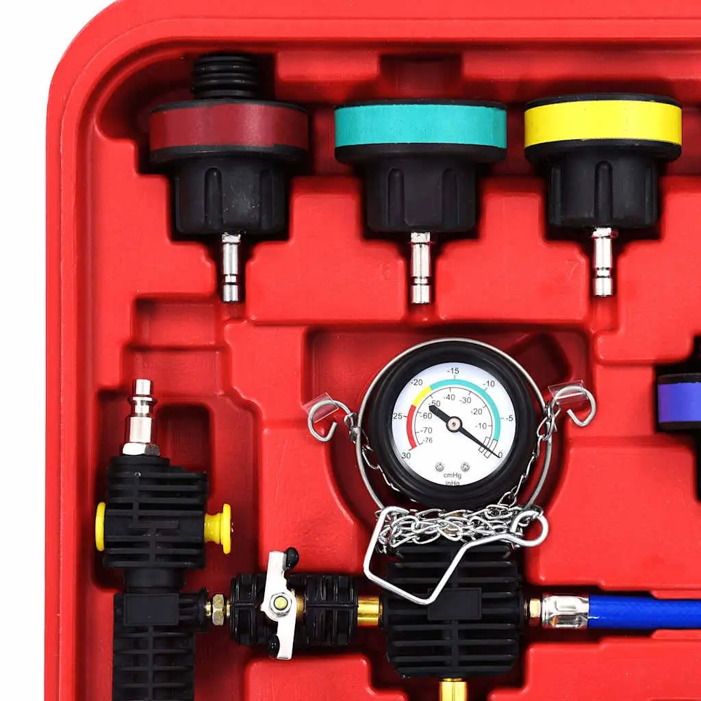 Cooling System Pressure Tester Kit 28 Piece Radiator Cap Adapter Hand Tool Set Silver