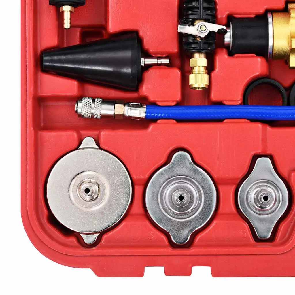 Cooling System Pressure Tester Kit 28 Piece Radiator Cap Adapter Hand Tool Set Silver