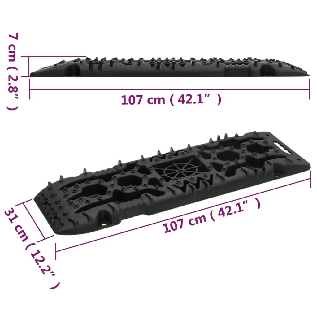 Traction Boards Recovery Tracks 2 Piece Black Off-Road Vehicle Wheel Grip Mat