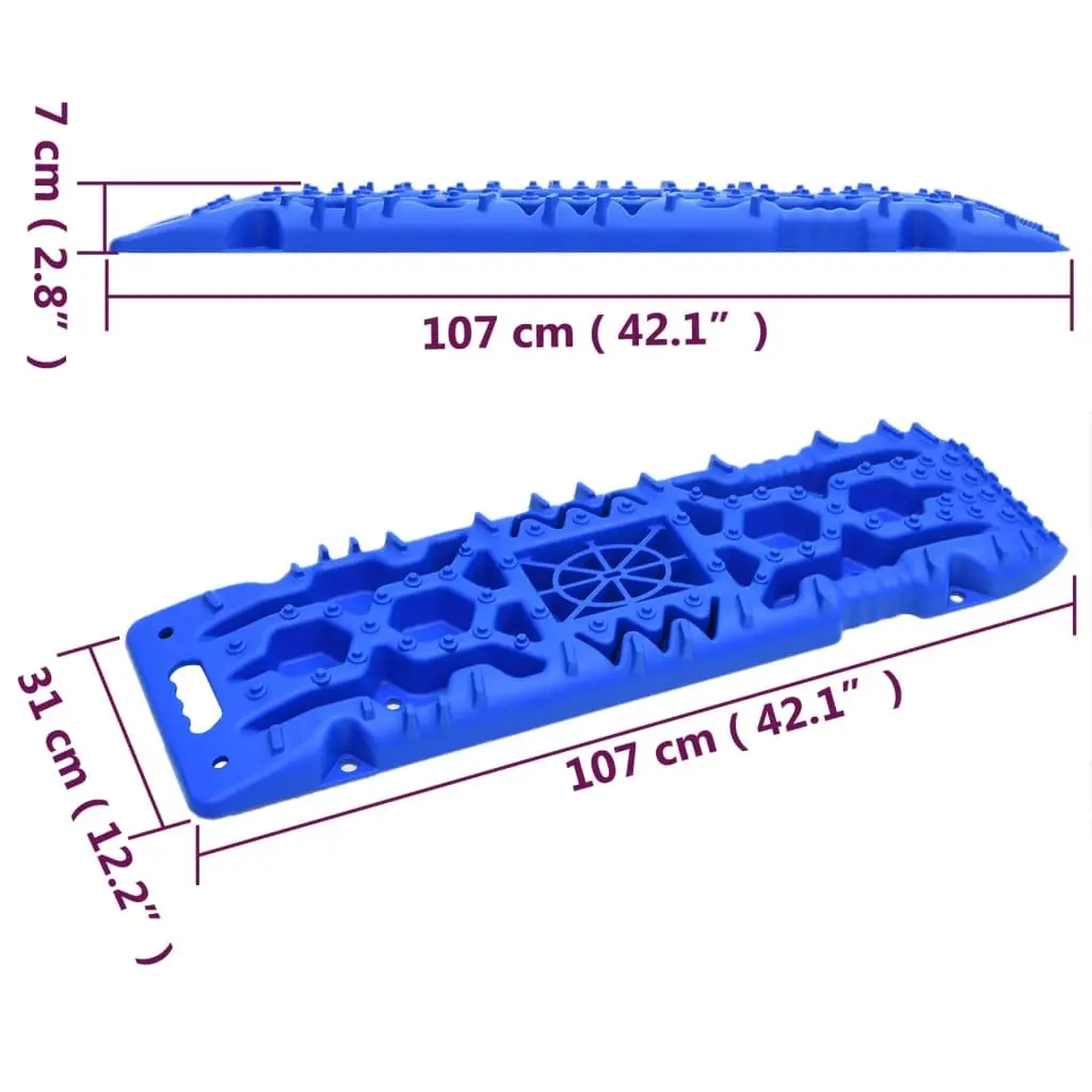 Traction Boards 2 Piece Recovery Tracks Off-Road Vehicle Grip Blue 107 x 31 x 7 cm