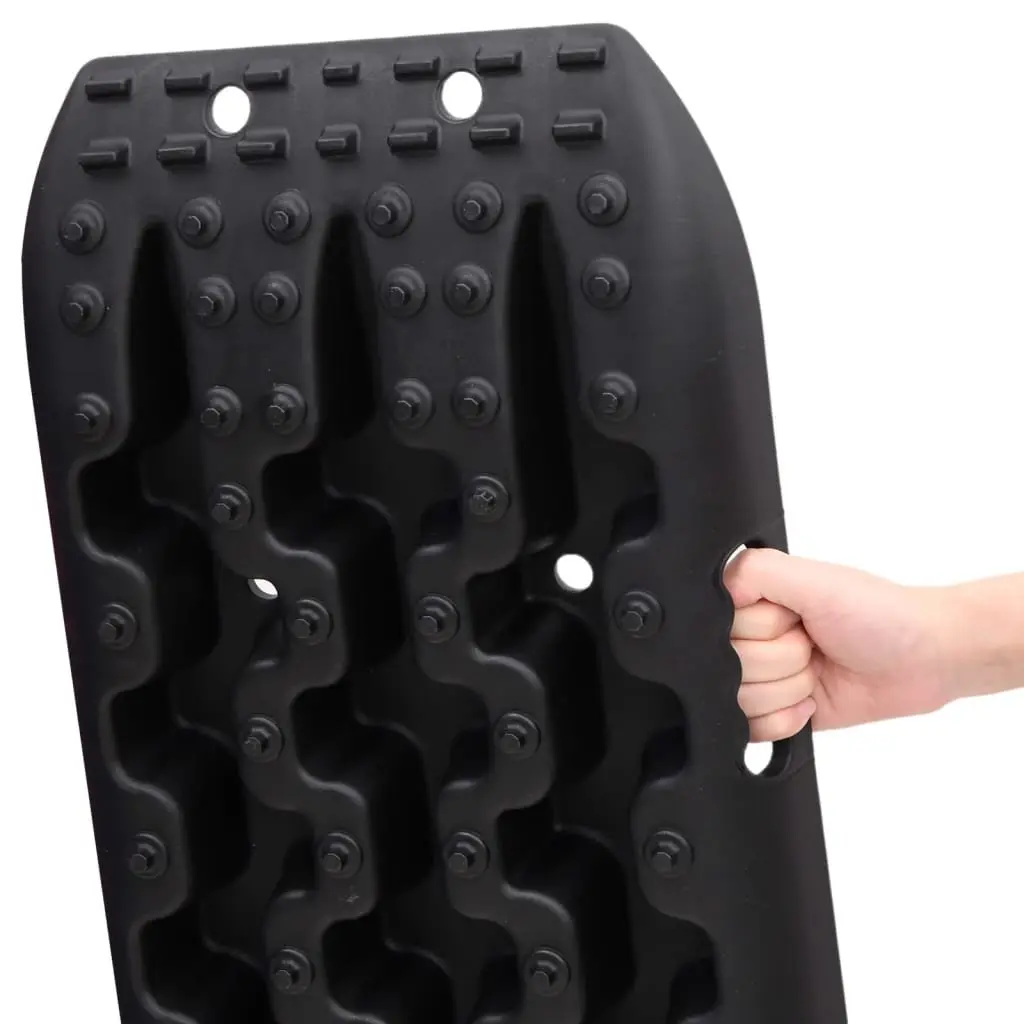 Traction Boards Off-Road Recovery Track 106 x 30.5 cm Black Nylon Anti-Slip Teeth 2 Piece