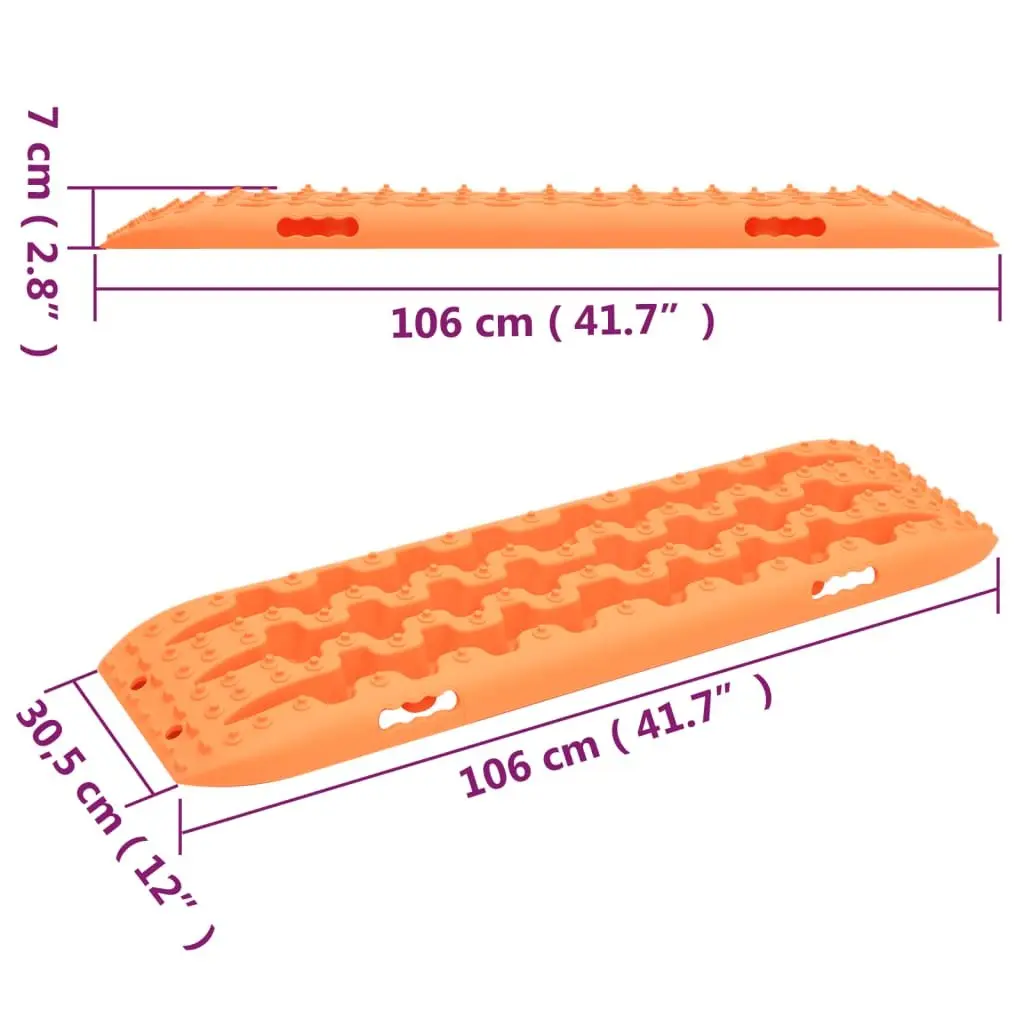 Traction Boards Recovery 106 x 30.5 cm Orange 2 Pieces Nylon Off-Road Emergency Vehicle Track
