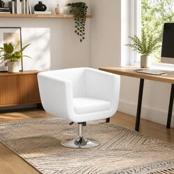 Comfortable and Stylish White Swivel Armchair