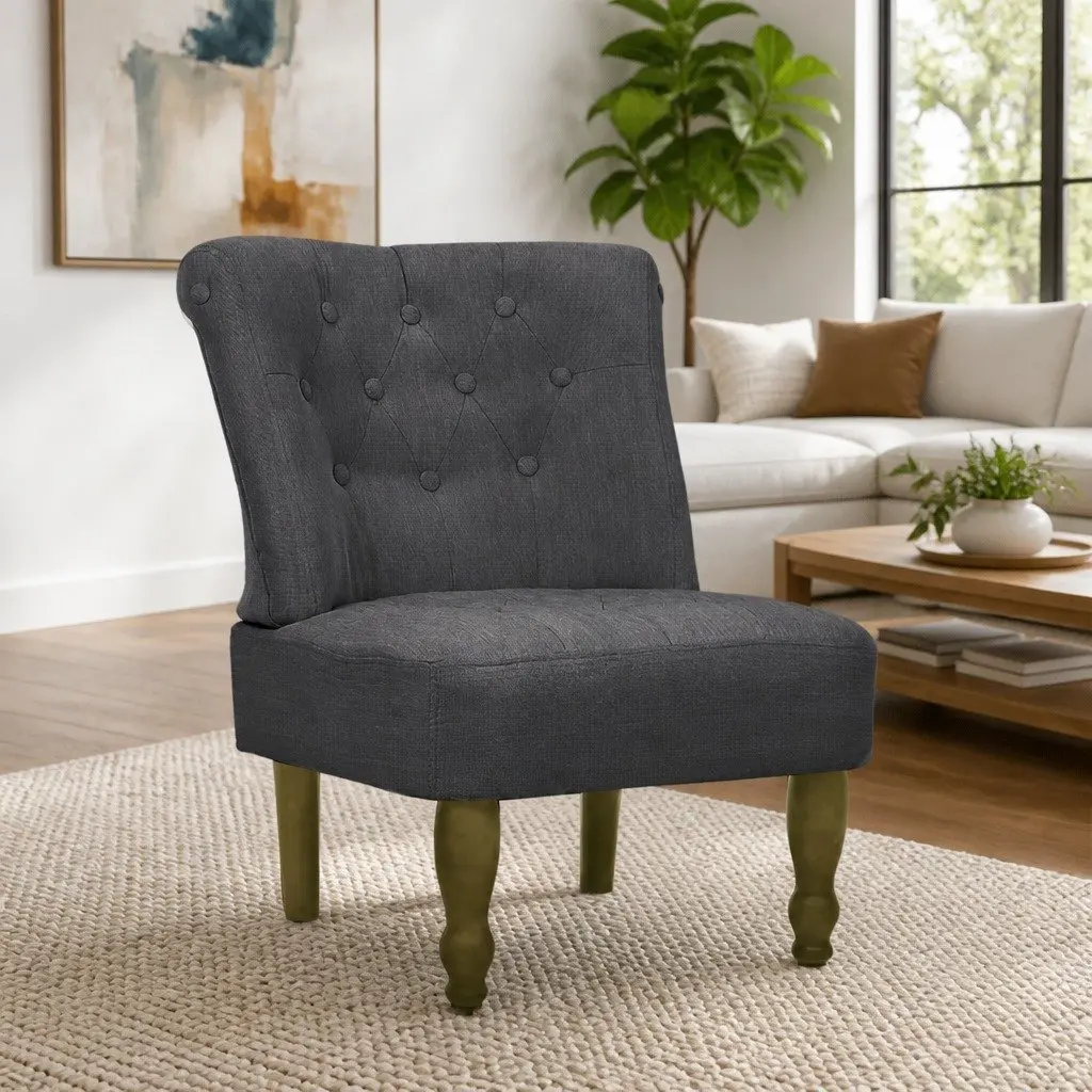 Grey Fabric Arm Chair with Classic Style