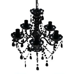 Practical Black Crystal Chandelier with 5 Bulb Positions