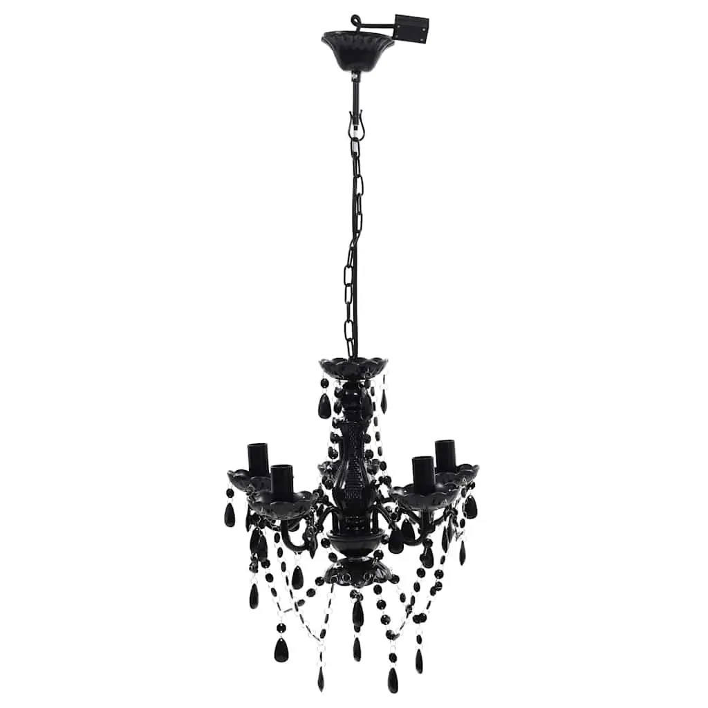 Chandelier Black Crystal Ceiling Light Fixture 5 Bulb for Living Room Bedroom Dining