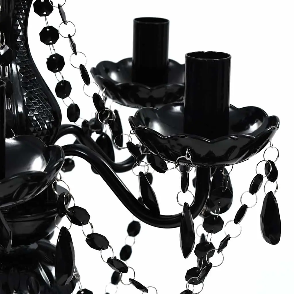 Chandelier Black Crystal Ceiling Light Fixture 5 Bulb for Living Room Bedroom Dining