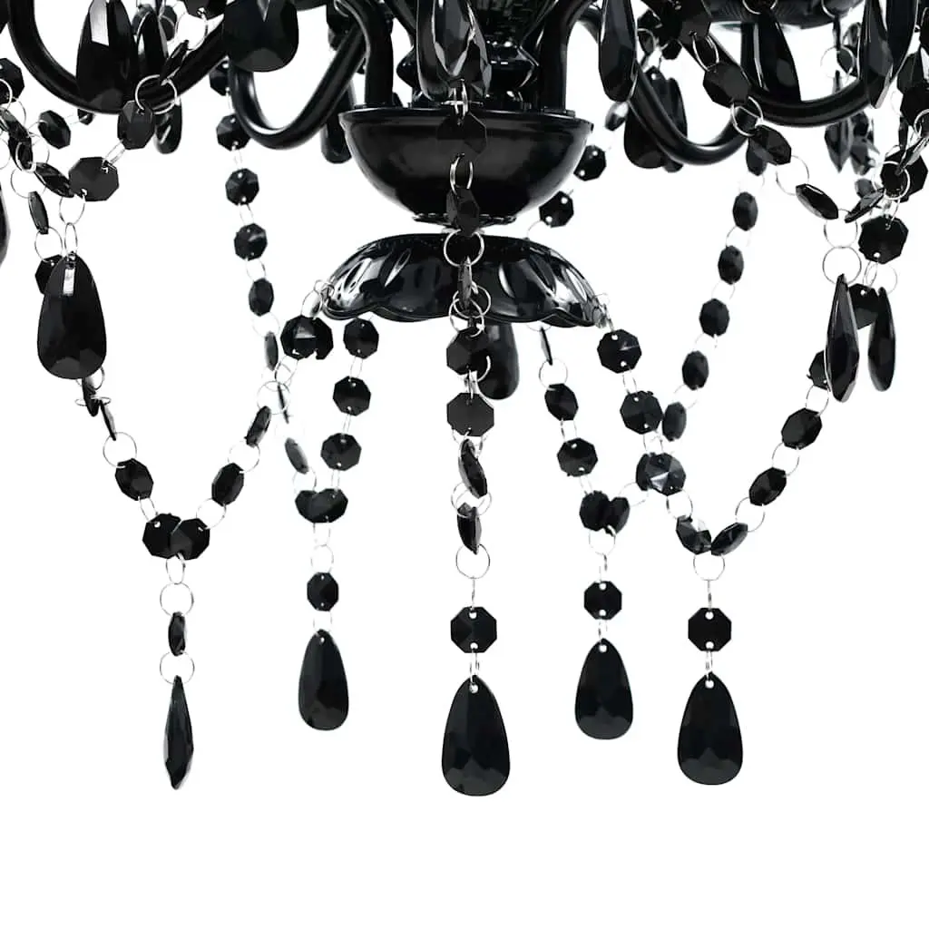 Chandelier Black Crystal Ceiling Light Fixture 5 Bulb for Living Room Bedroom Dining