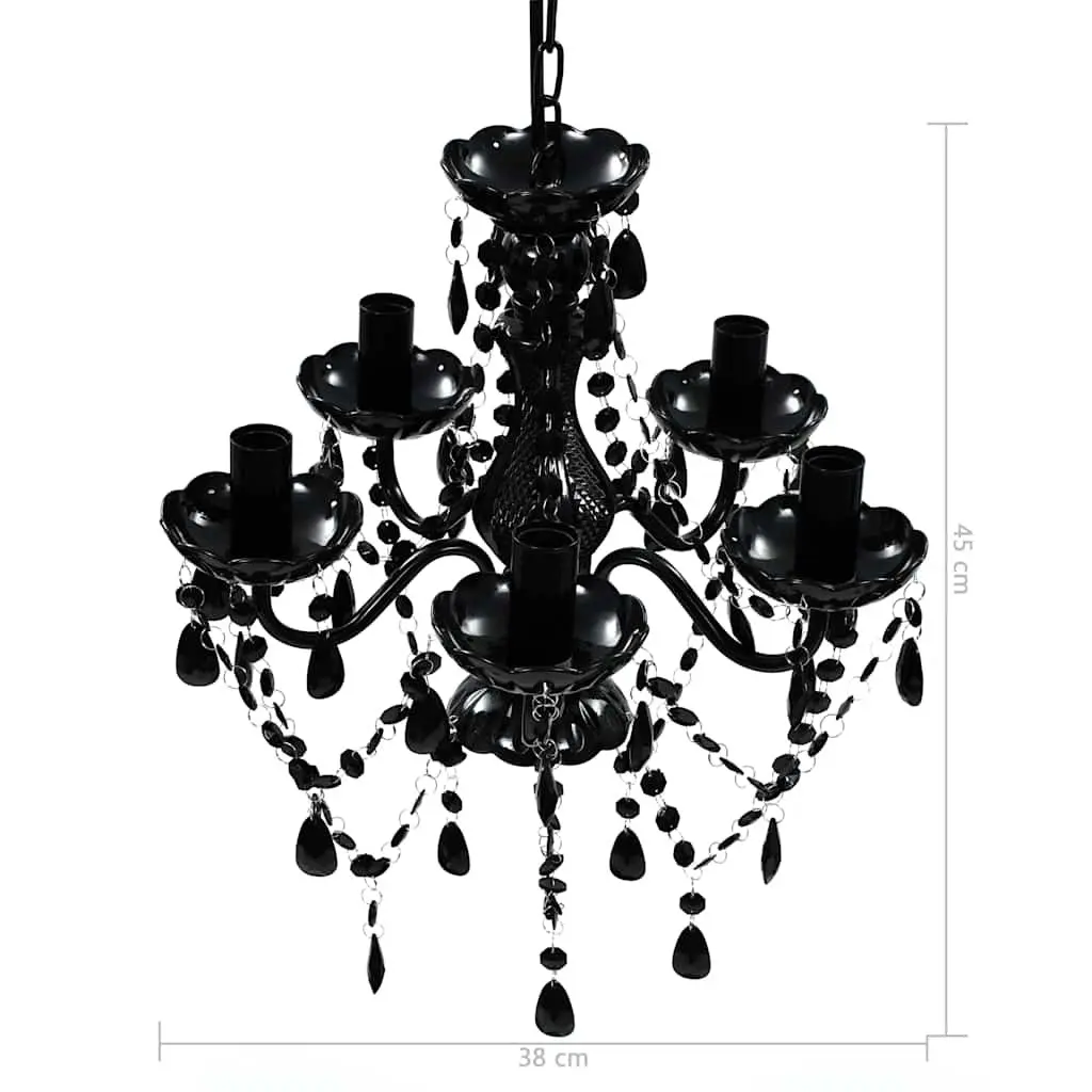 Chandelier Black Crystal Ceiling Light Fixture 5 Bulb for Living Room Bedroom Dining