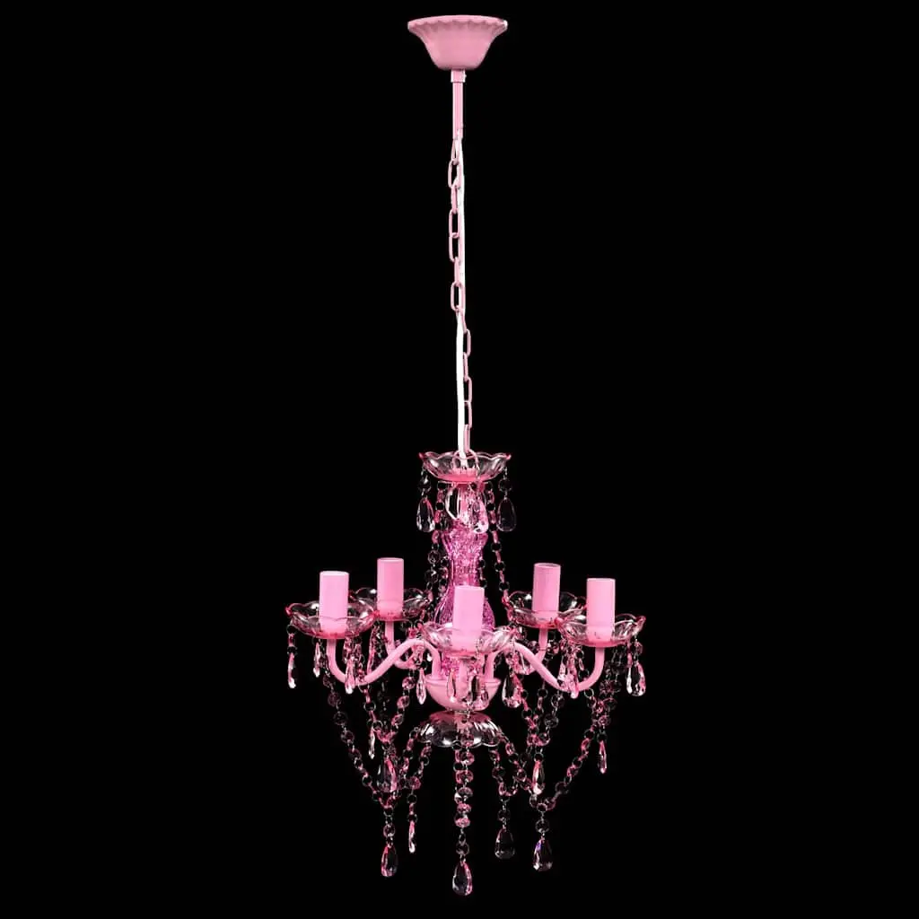 Ceiling Light Chandelier 5 Bulbs Pink Decorative Fixture for Living Room Bedroom Dining