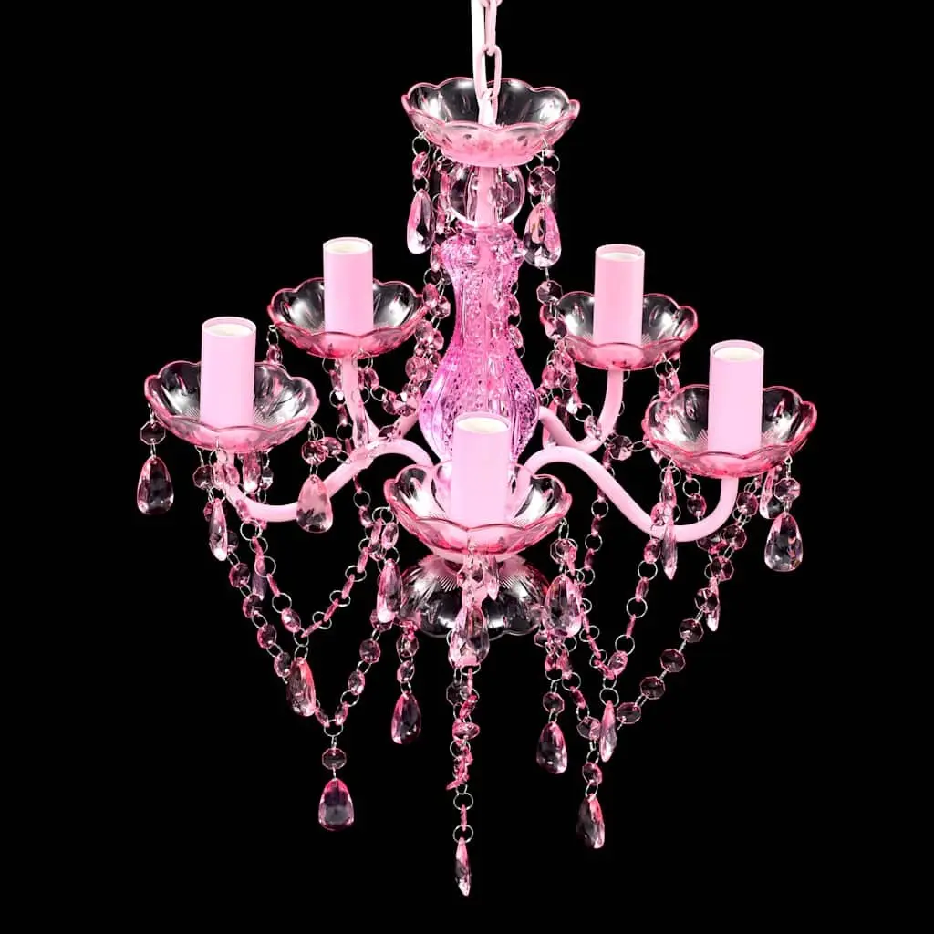 Ceiling Light Chandelier 5 Bulbs Pink Decorative Fixture for Living Room Bedroom Dining