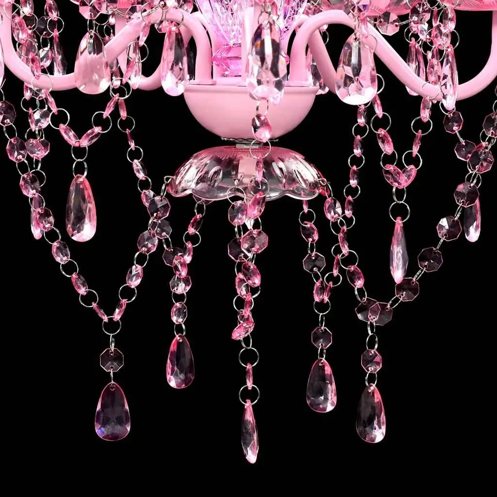 Ceiling Light Chandelier 5 Bulbs Pink Decorative Fixture for Living Room Bedroom Dining