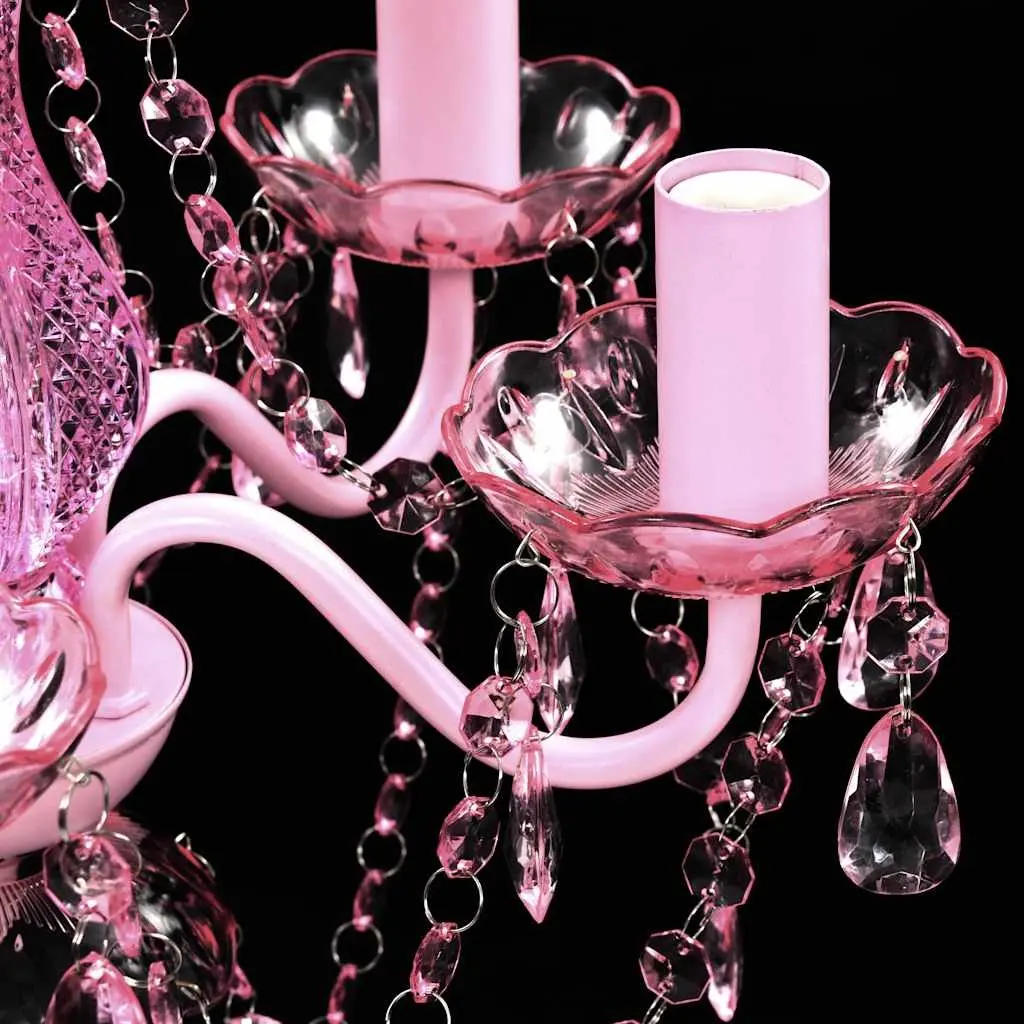 Ceiling Light Chandelier 5 Bulbs Pink Decorative Fixture for Living Room Bedroom Dining