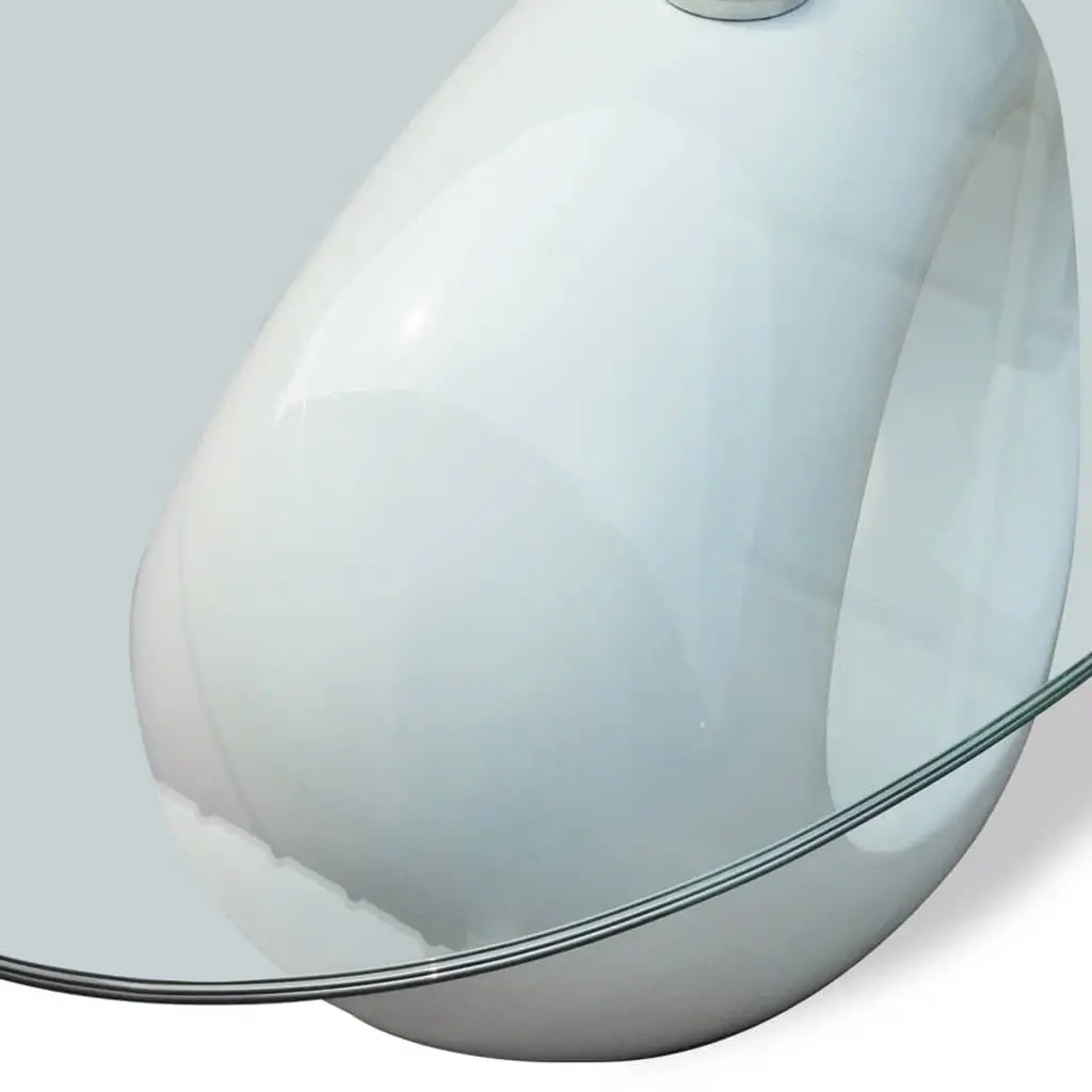 Oval Coffee Table with High-Gloss White Base