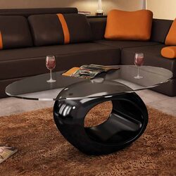 Stylish and Practical Oval Coffee Table with Glass Top