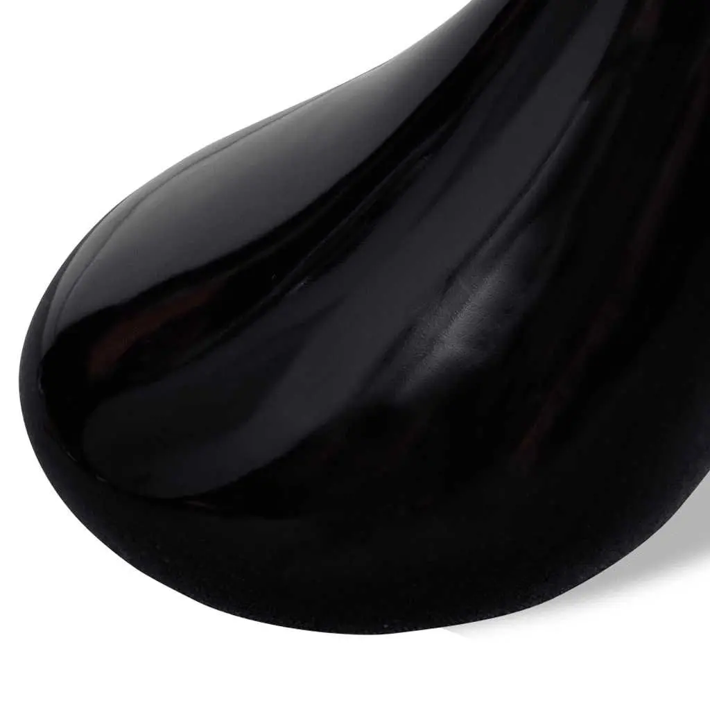 Coffee Table Round Glass Top High Gloss Black Water Drop Base Living Room