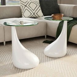 Stylish Coffee Table Set with Round Glass Tops—2 Pieces
