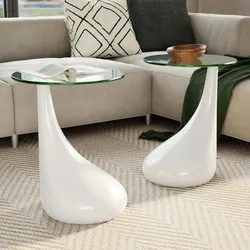 Stylish Coffee Table Set with Round Glass Tops—2 Pieces