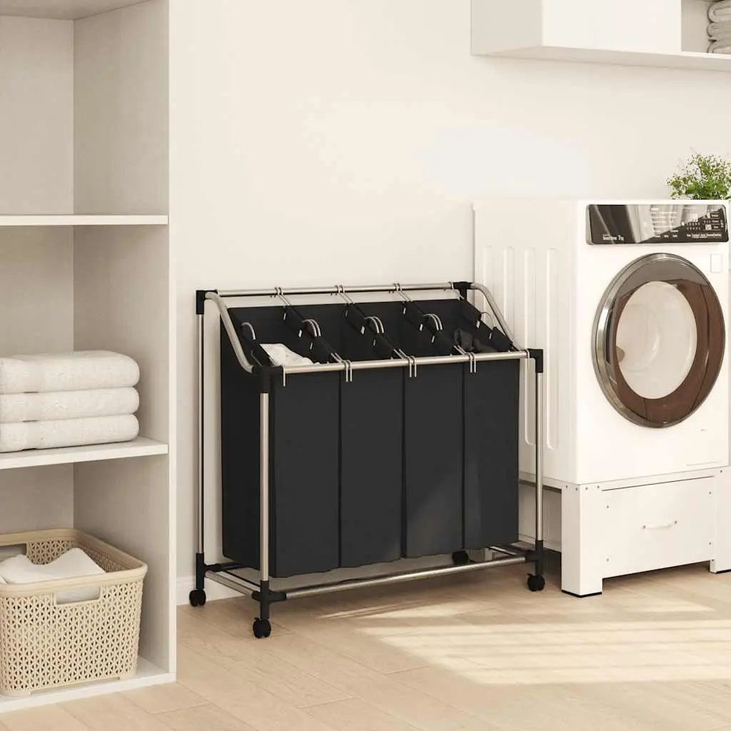 Laundry Sorter Cart Trolley with 4 Bags for Sorting Laundry Black Grey