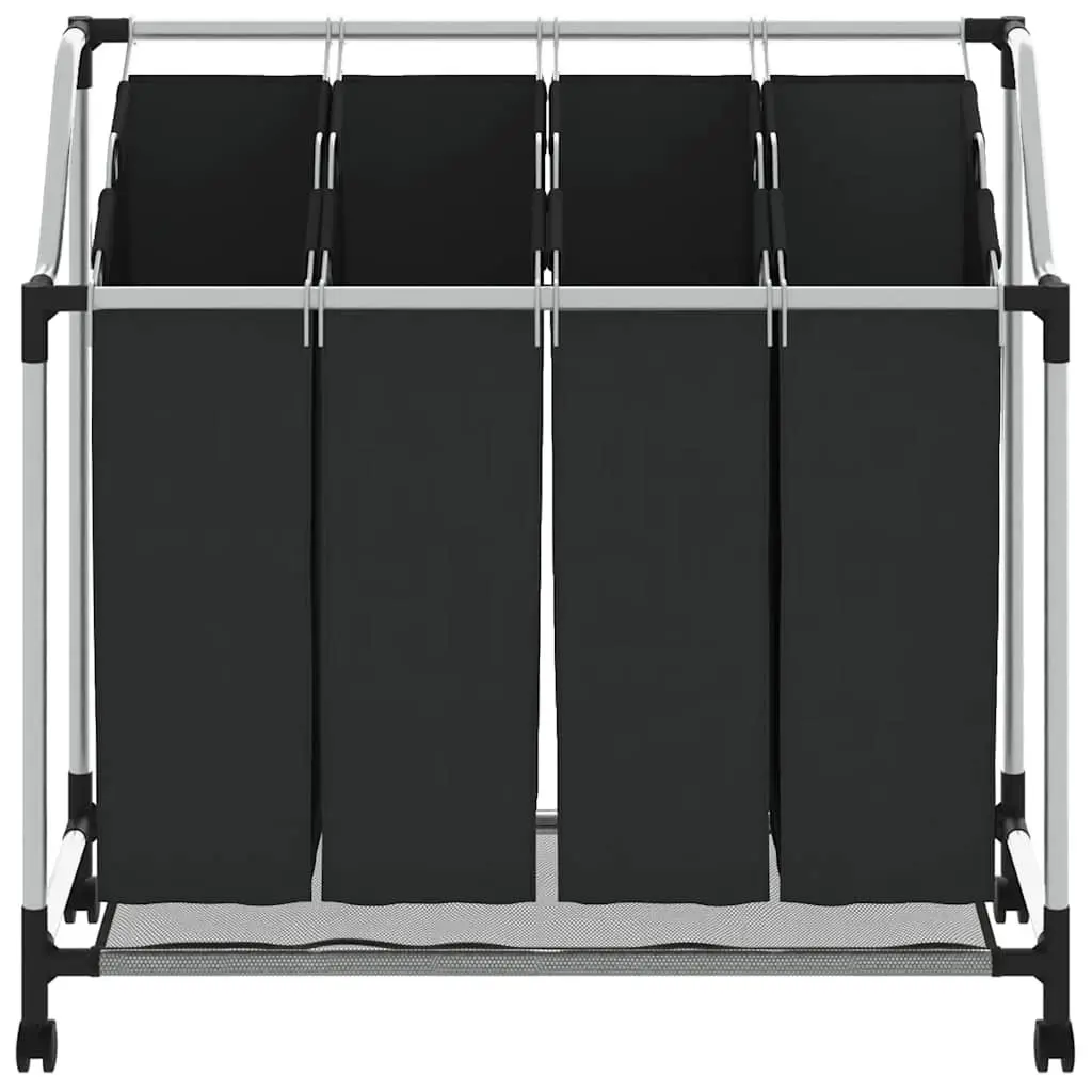 Laundry Sorter Cart Trolley with 4 Bags for Sorting Laundry Black Grey
