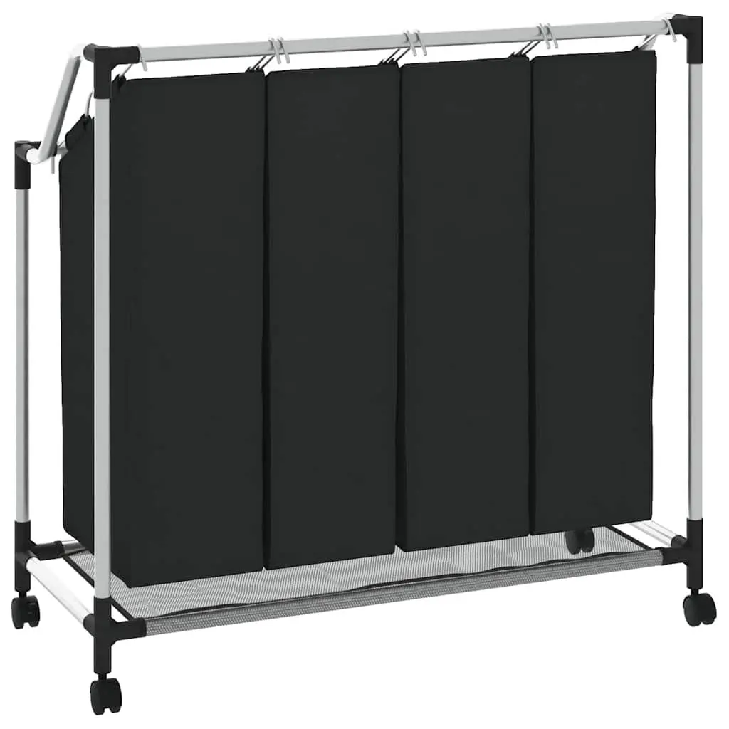 Laundry Sorter Cart Trolley with 4 Bags for Sorting Laundry Black Grey